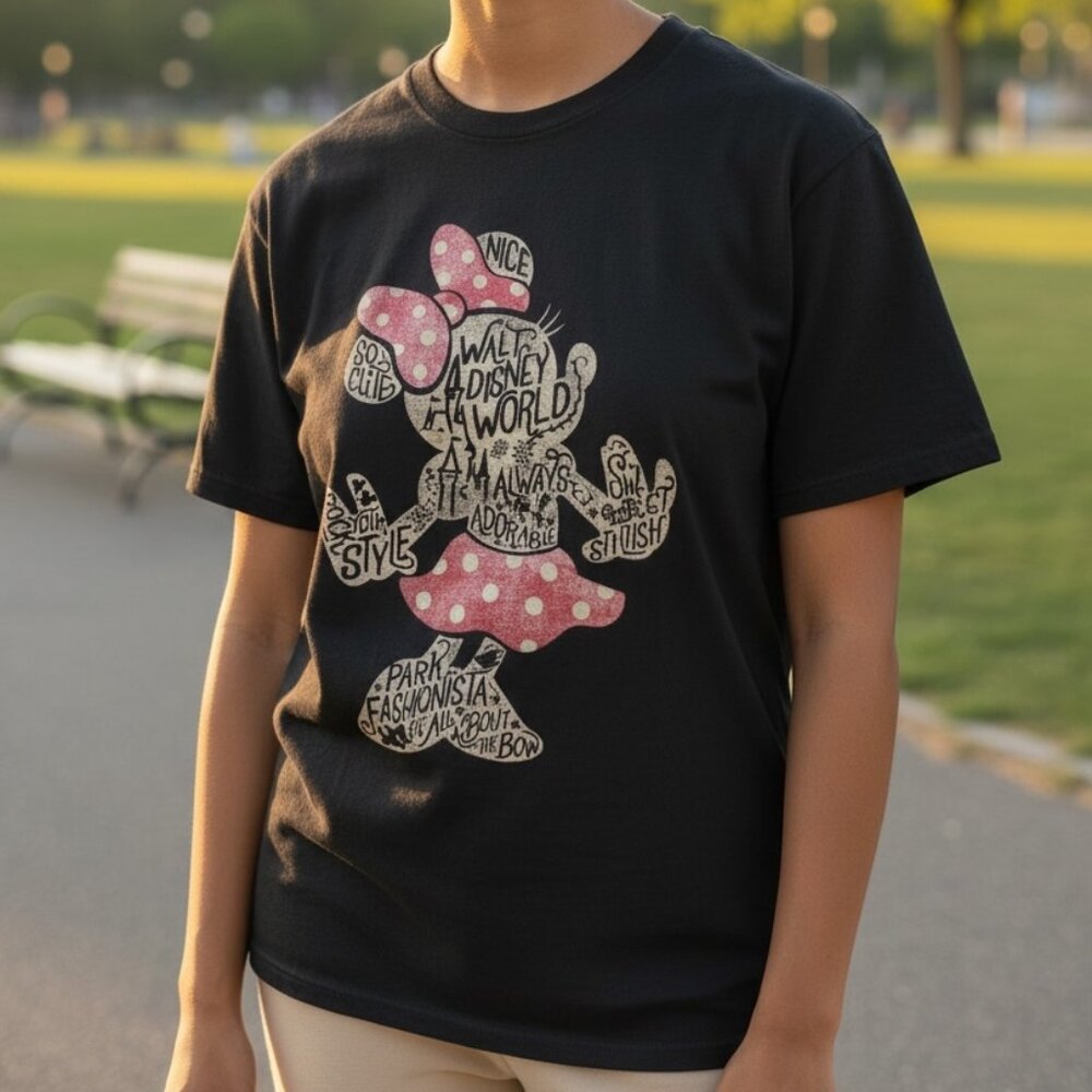 Disney Minnie Mouse Graphic T-Shirt Black – Walt Disney World – Size M  Women